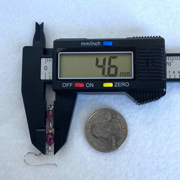 Sterling Silver 925 Dainty Oval Pink Tourmaline Multistone Dangle Drop Earrings - Picture 16 of 16